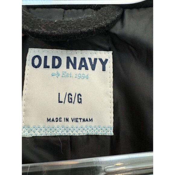 Old Navy Women's Black Faux Wool PeaCoat Collared Long Sleeve Button Front Large - Picture 6 of 11